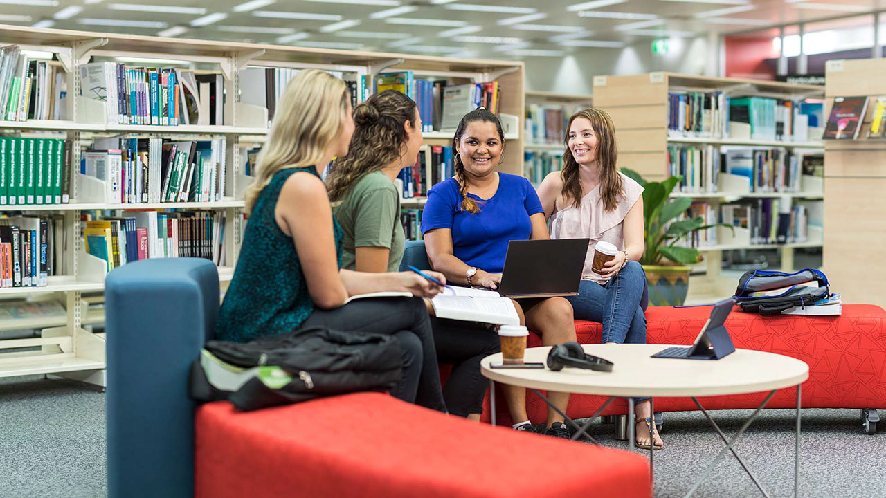 Students studying in library at TAFE Queensland Cairns campus
