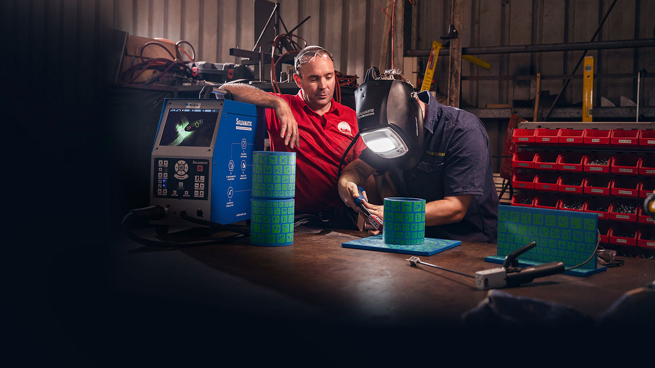 Photograph of welding training with Chris Corsetti and Ryan Derrick